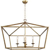 Chandelier with 4 Lights and Open Geometric Metal Frame