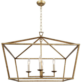 Chandelier with 4 Lights and Open Geometric Metal Frame