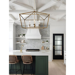 Chandelier with 4 Lights and Open Geometric Metal Frame