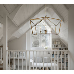 Chandelier with 4 Lights and Open Geometric Metal Frame