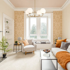 Chandelier with 4 White Glass Globes in Brushed Gold
