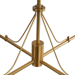 Chandelier with 4 White Glass Globes in Brushed Gold