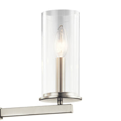Chandelier with 5 Clear Glass Shades in Brushed Nickel