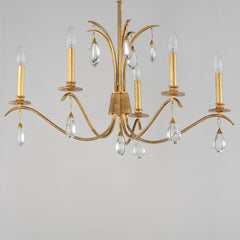 Chandelier with 5 Lights and Crystal Accents in Charcoal Gold Leaf