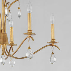 Chandelier with 5 Lights and Crystal Accents in Charcoal Gold Leaf