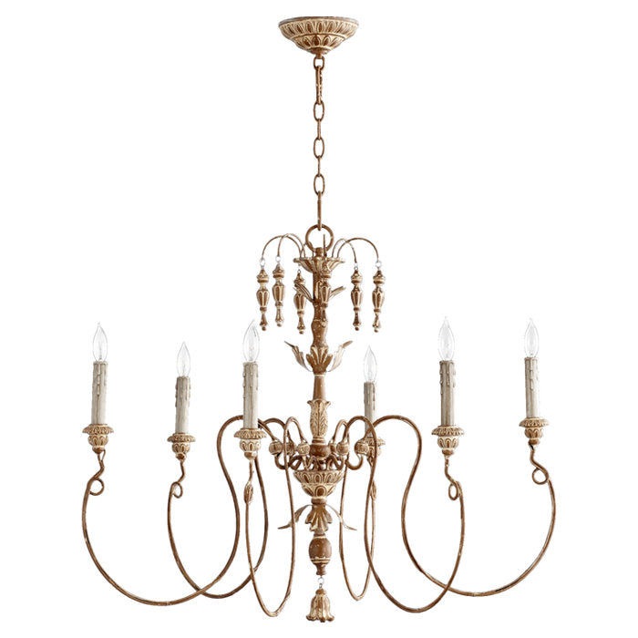 Chandelier with 6 Lights and Steel Frame, French Umber Finish
