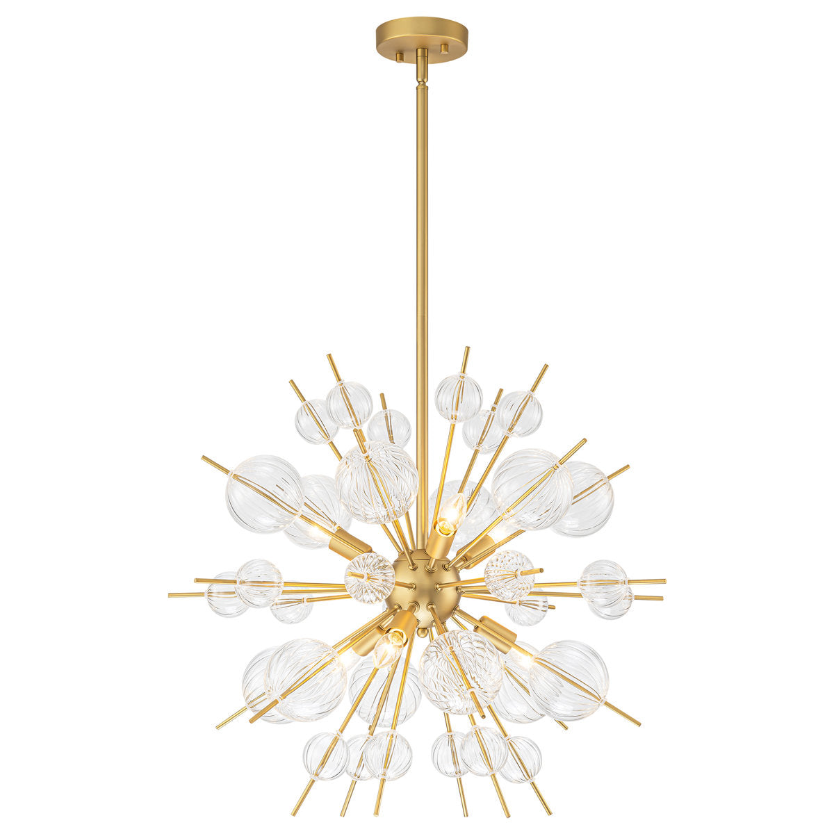 Chandelier with 6 Lights, Gold Glass and Metal