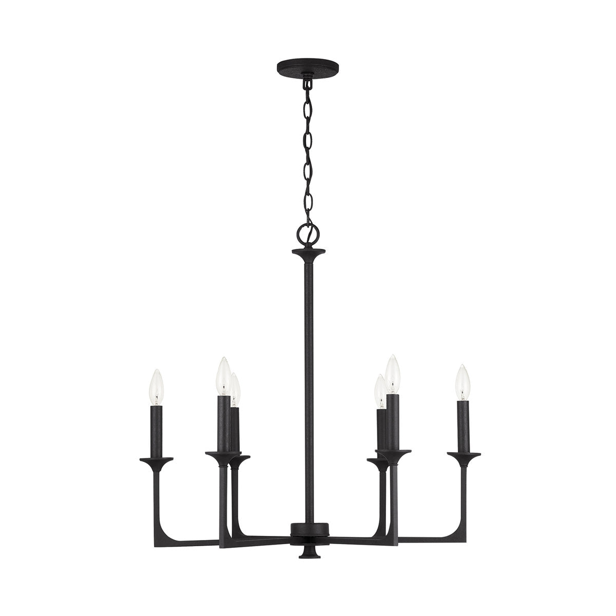 Chandelier with 6 Lights in Matte Black Metal