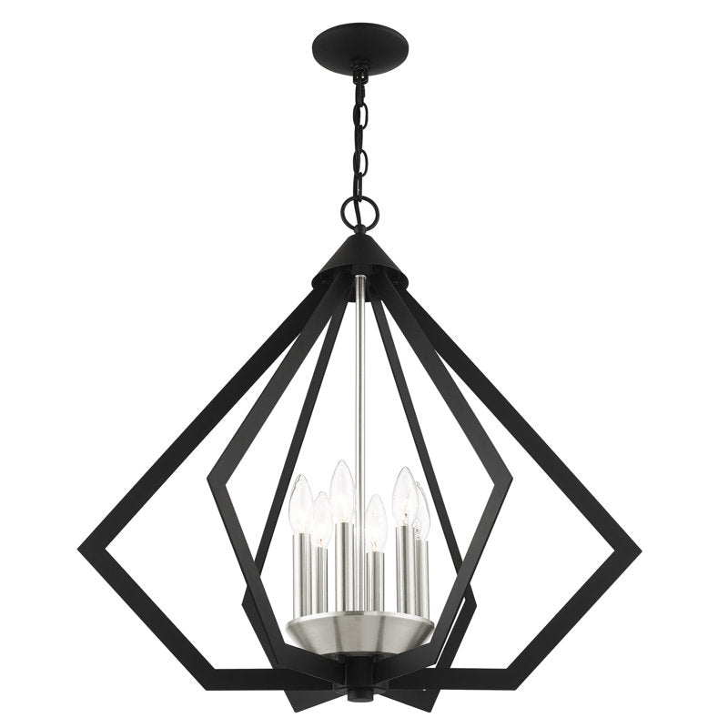 Chandelier with 6 Lights in Matte Black Steel