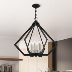 Chandelier with 6 Lights in Matte Black Steel