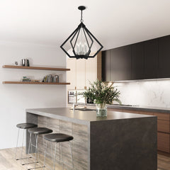 Chandelier with 6 Lights in Matte Black Steel