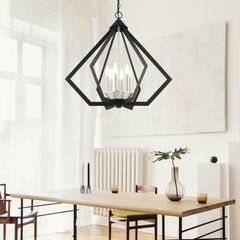 Chandelier with 6 Lights in Matte Black Steel