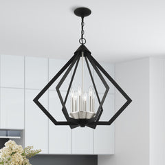 Chandelier with 6 Lights in Matte Black Steel