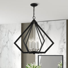 Chandelier with 6 Lights in Matte Black Steel