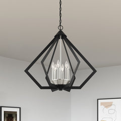 Chandelier with 6 Lights in Matte Black Steel