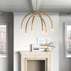Chandelier with 6 Lights in Natural Brass Finish