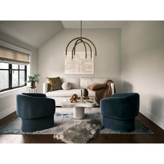 Chandelier with 6 Lights in Natural Brass Finish
