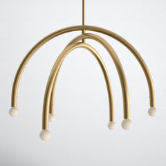 Chandelier with 6 Lights in Natural Brass Finish