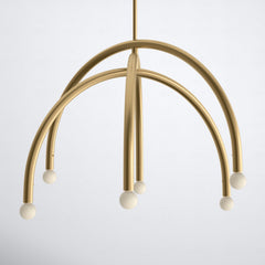 Chandelier with 6 Lights in Natural Brass Finish
