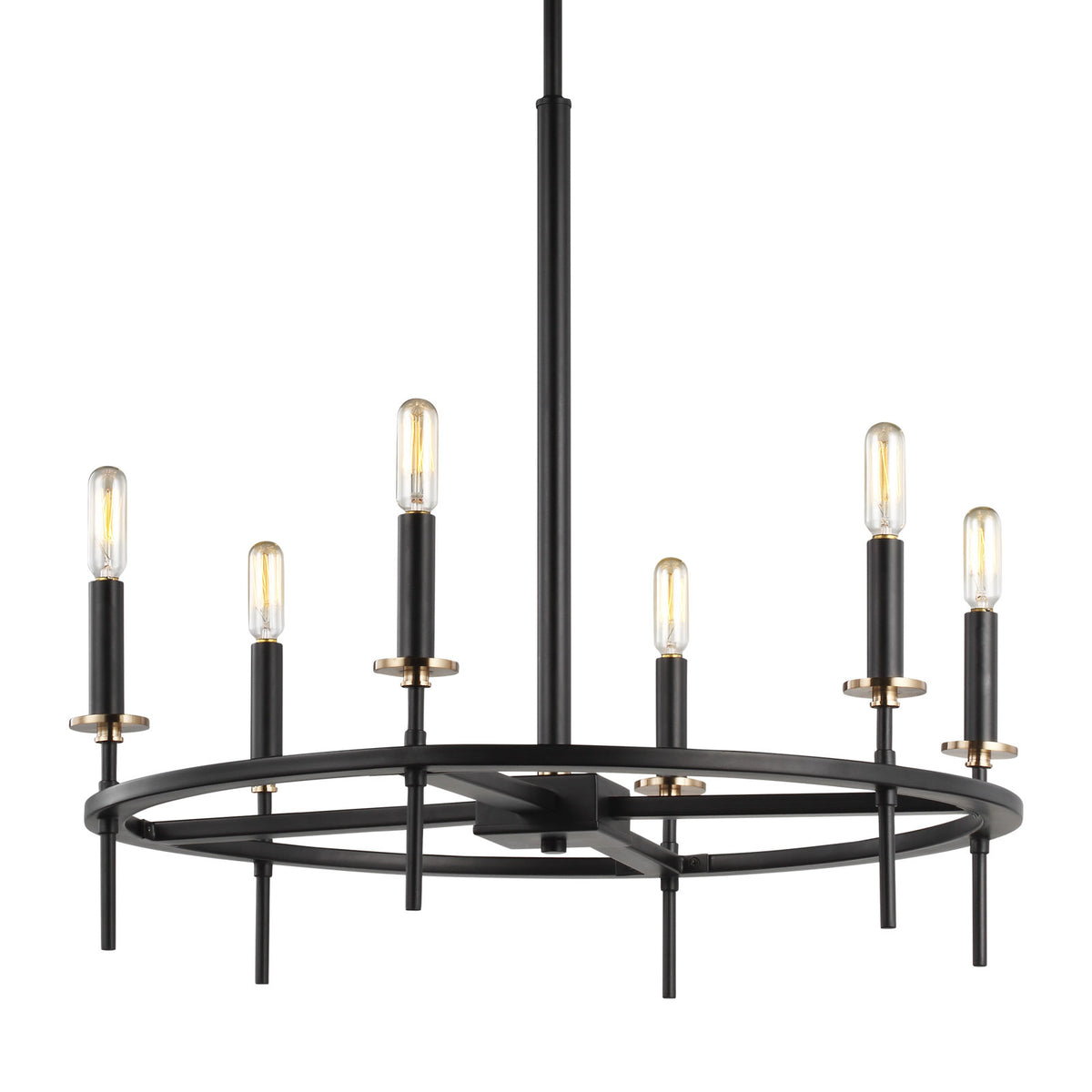 Chandelier with 6 Lights in Steel with Adjustable Downrod