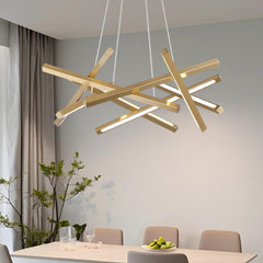 Chandelier with 8 Integrated LED Lights in Gold Metal