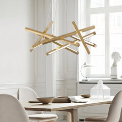 Chandelier with 8 Integrated LED Lights in Gold Metal