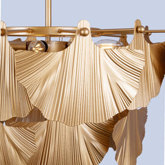 Chandelier with 8 Lights, 2 Tiers, Gold Iron Leaf Shade