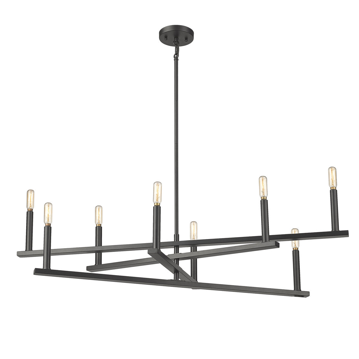 Chandelier with 8 Lights and 4 Tiers in Black Steel
