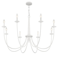 Chandelier with 8 Lights and Adjustable Chain in White