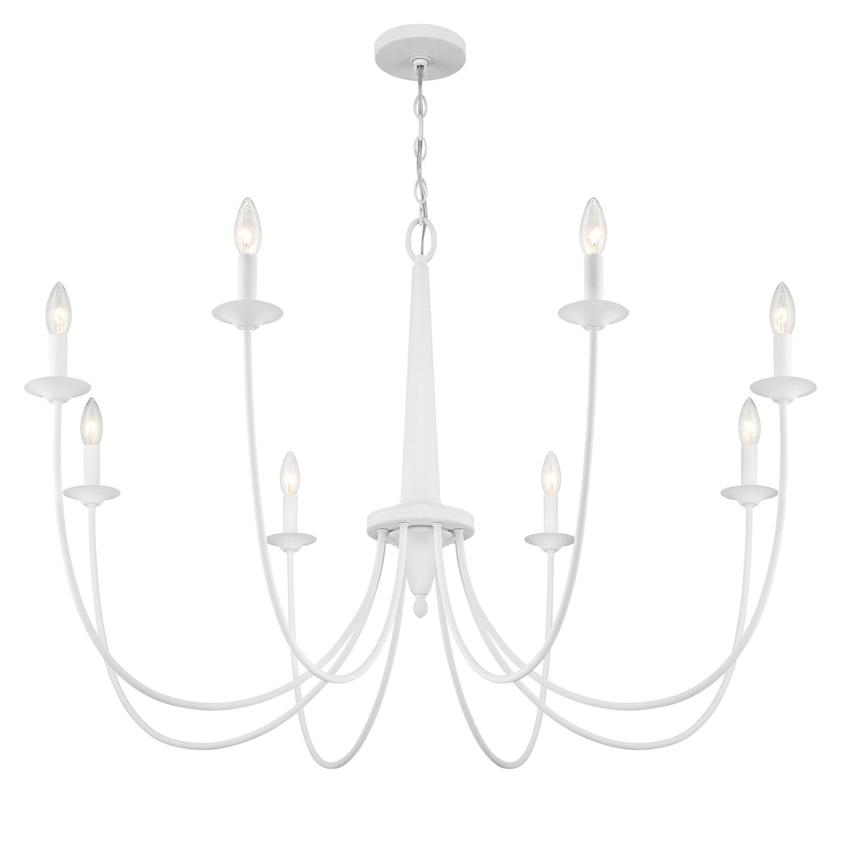 Chandelier with 8 Lights and Adjustable Chain in White