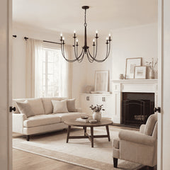 Chandelier with 8 Lights and Adjustable Chain in White