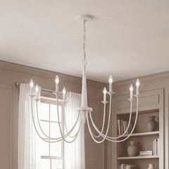 Chandelier with 8 Lights and Adjustable Chain in White