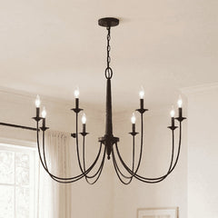 Chandelier with 8 Lights and Adjustable Chain in White