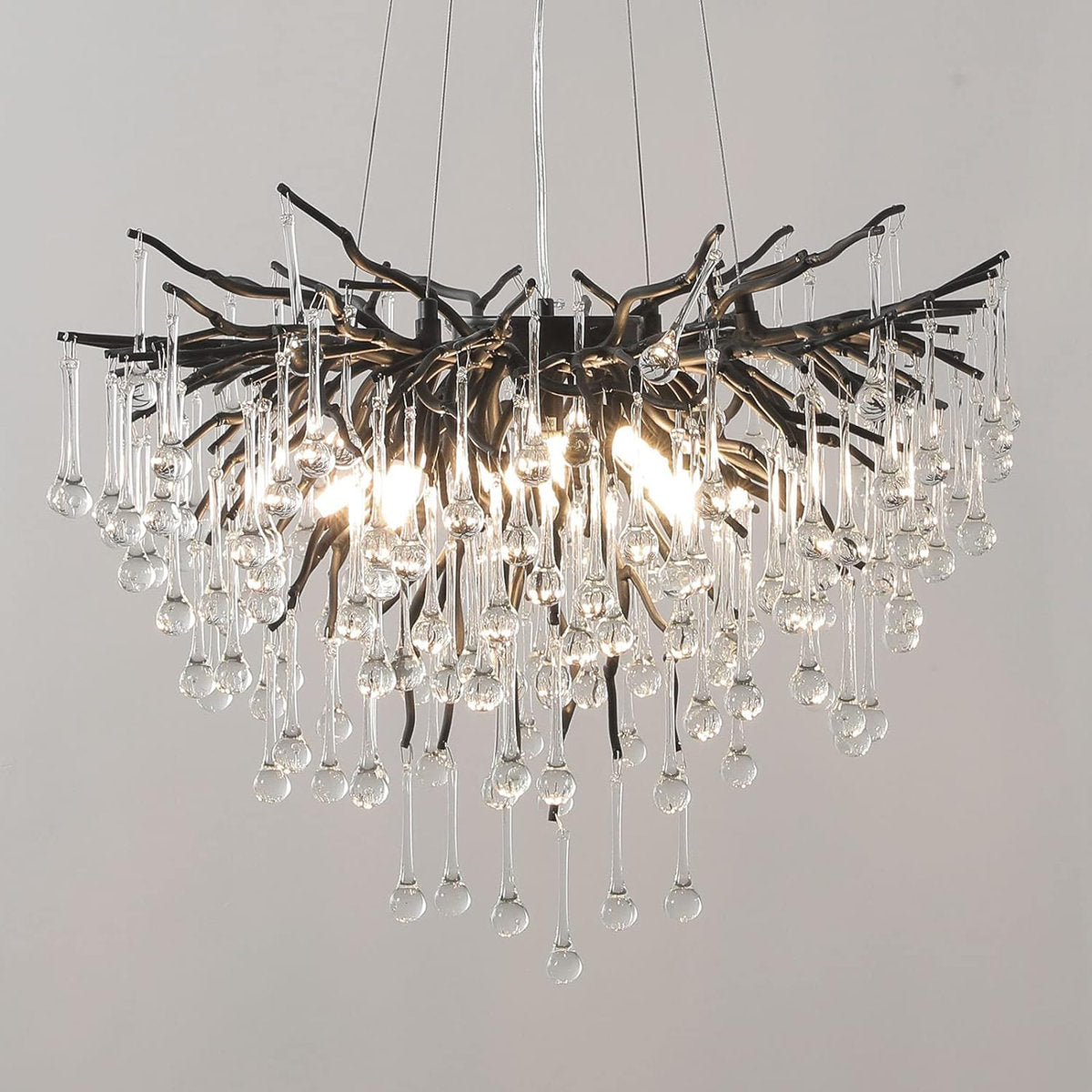 Chandelier with 8 Lights and Crystal Glass Teardrops