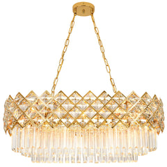 Chandelier with 8 Lights in Bright Gold Iron and Crystal