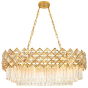 Chandelier with 8 Lights in Bright Gold Iron and Crystal