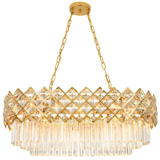 Chandelier with 8 Lights in Bright Gold Iron and Crystal