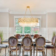 Chandelier with 8 Lights in Bright Gold Iron and Crystal