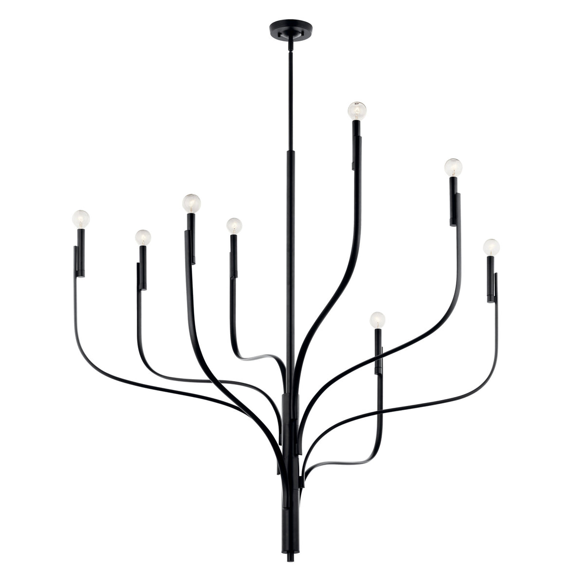 Chandelier with 8 Lights in Satin Black Steel, 47.75 in Wide