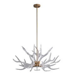 Chandelier with 9 Integrated LED Lights in Gold Resin and Iron