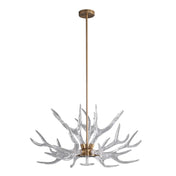 Chandelier with 9 Integrated LED Lights in Gold Resin and Iron