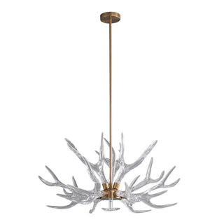 Chandelier with 9 Integrated LED Lights in Gold Resin and Iron
