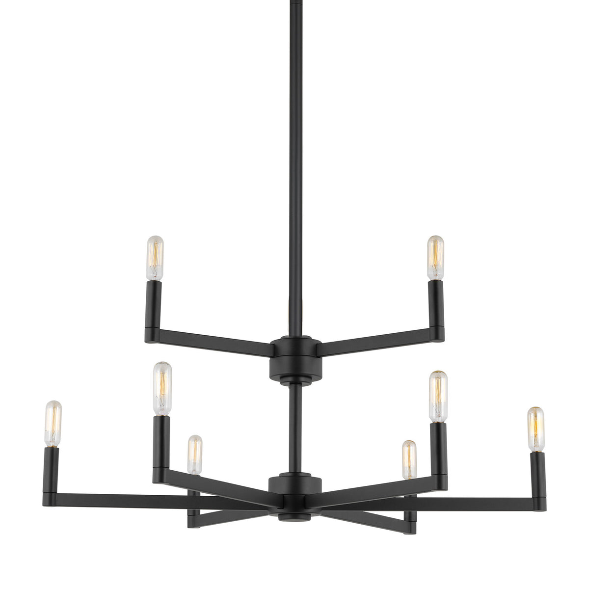 Chandelier with 9 Lights and 2 Tiers in Midnight Black Metal