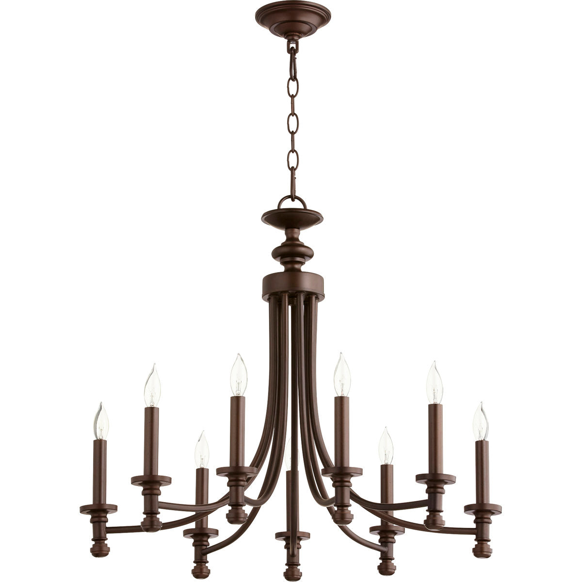 Chandelier with 9 Lights in Oiled Bronze Metal Finish
