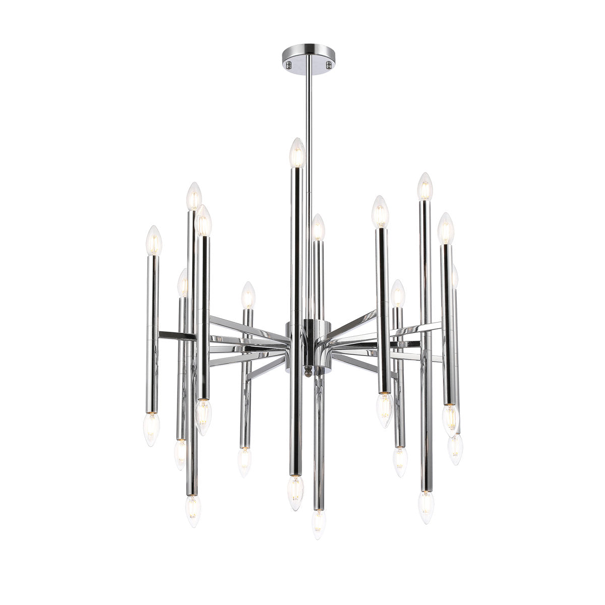 Chandelier with Starburst Design and Metal Frame in Chrome