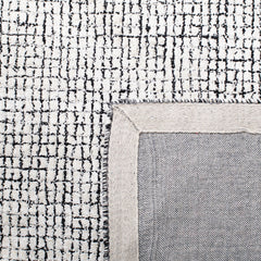 Checkered Area Rug, 8 x 10 ft, with Ivory and Black Wool Blend
