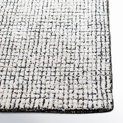 Checkered Area Rug, 8 x 10 ft, with Ivory and Black Wool Blend