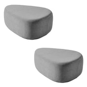 Cheese-Shaped Ottoman in Gray Cotton Chenille with Black Plastic Legs