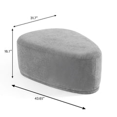 Cheese-Shaped Ottoman in Gray Cotton Chenille with Black Plastic Legs