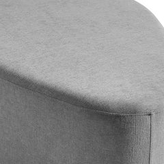 Cheese-Shaped Ottoman in Gray Cotton Chenille with Black Plastic Legs